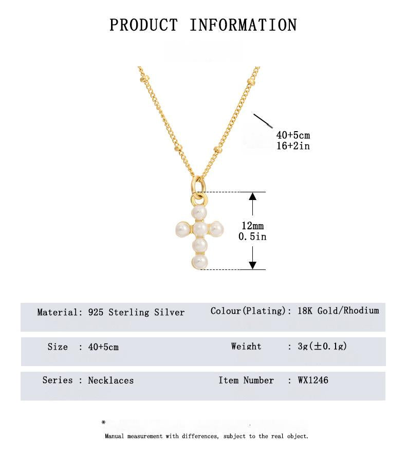 Size and Chain Length Chart for S925 Cross Necklace