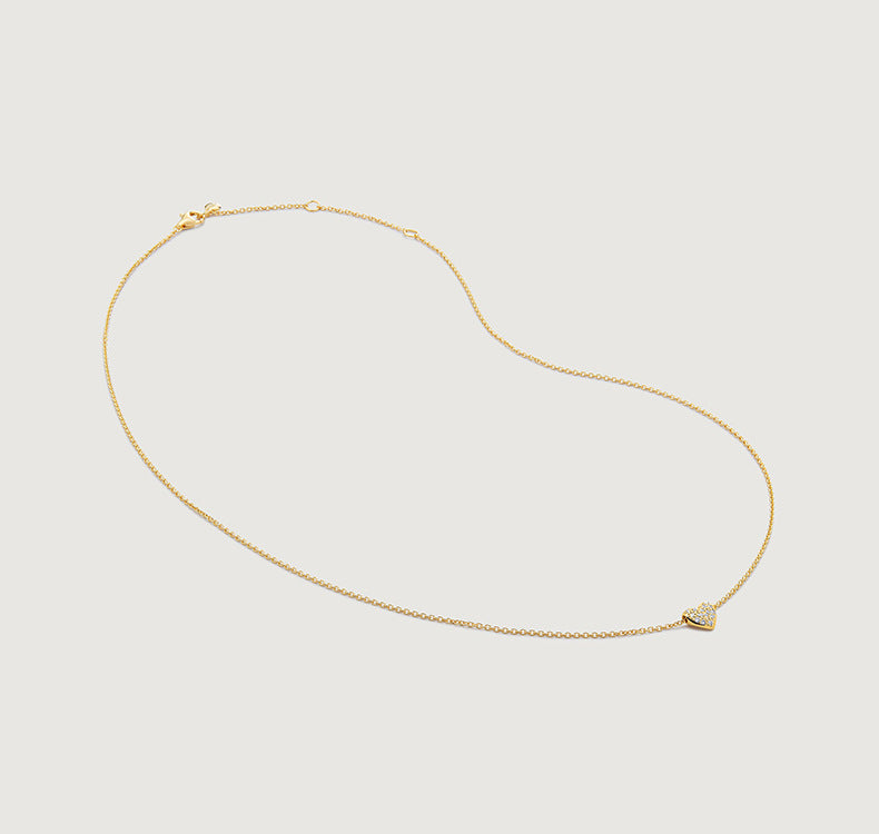 “S925 sterling silver sliding heart pendant necklace flat lay on white background”