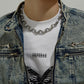 “streetwear men’s silver snake choker styled with cold aesthetic outfit”