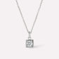 S925 Sterling Silver Square CZ Pendant Necklace on White Background