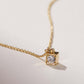 Close-up of Square Pendant with Round Cubic Zirconia Stone