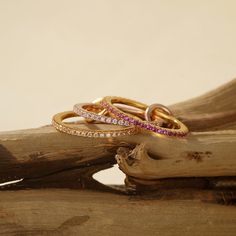 Close-up of Triple Band Design with Pavé Zircon Details