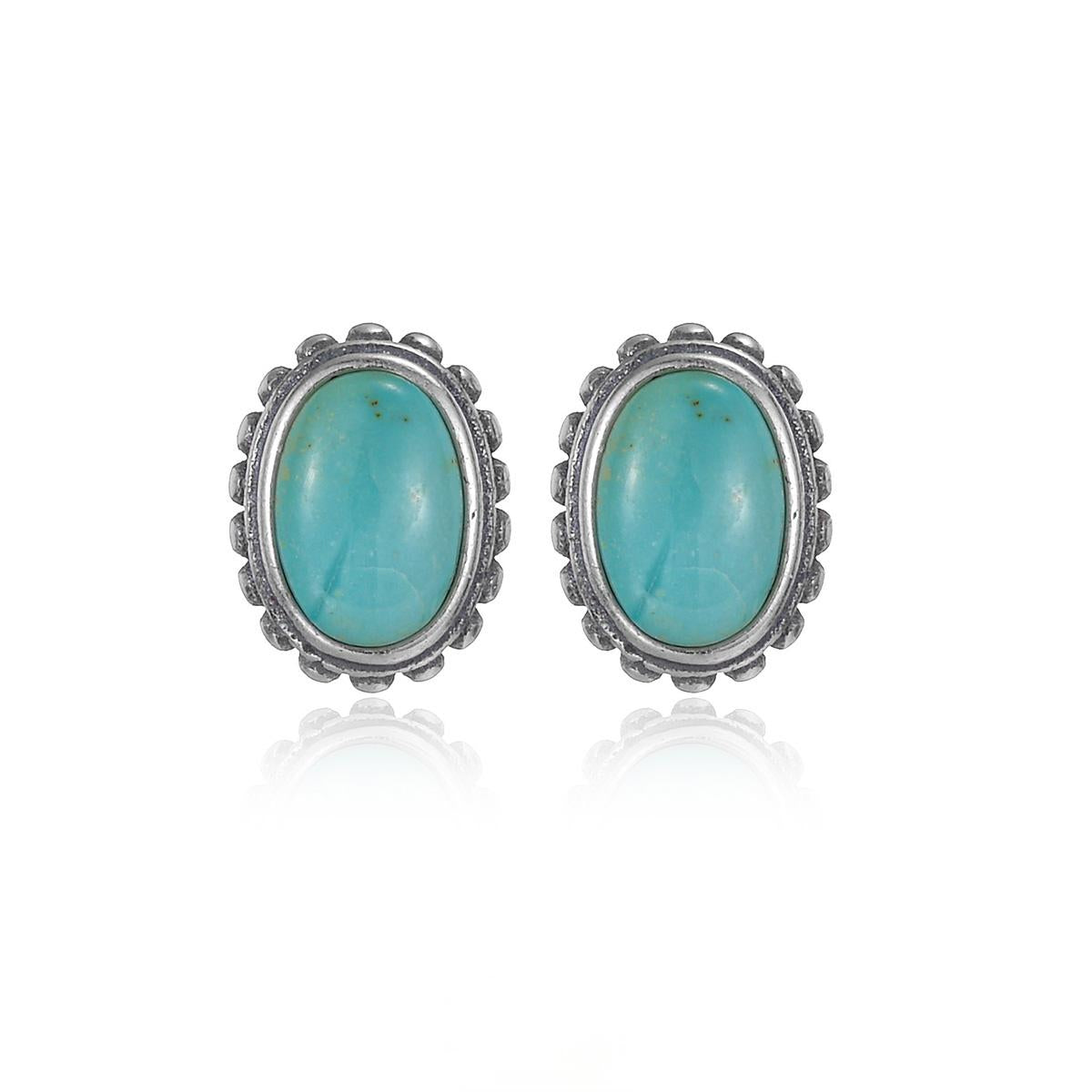 S925 sterling silver turquoise stud earrings flat lay