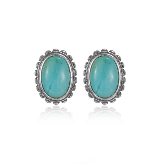 S925 sterling silver turquoise stud earrings flat lay