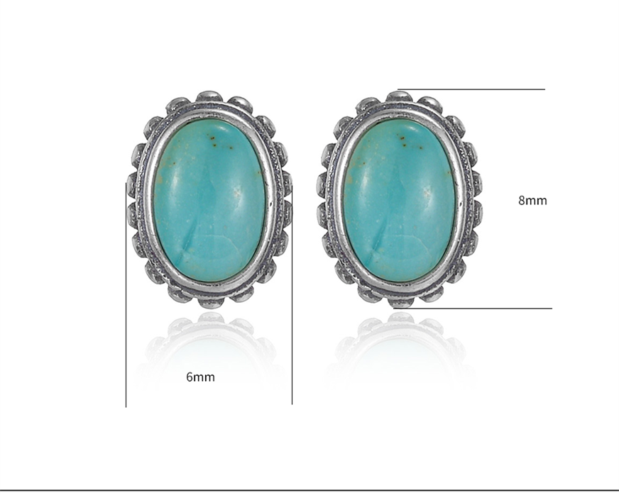 blue-green natural turquoise stud earrings minimal design