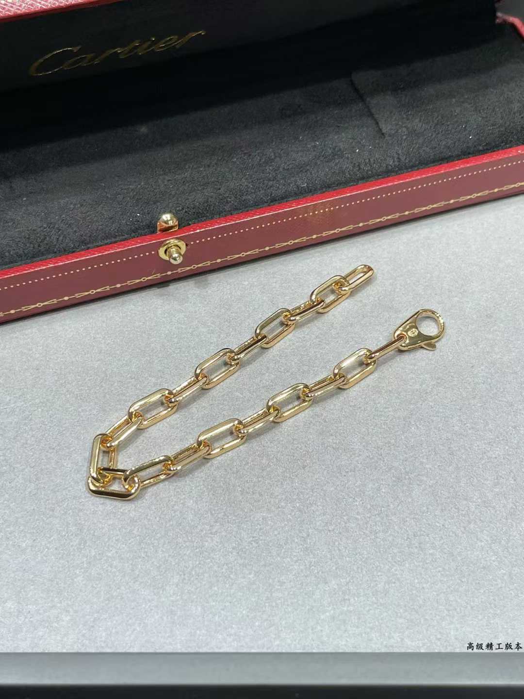 “Santos de Cartier chain bracelet medium model flat lay”