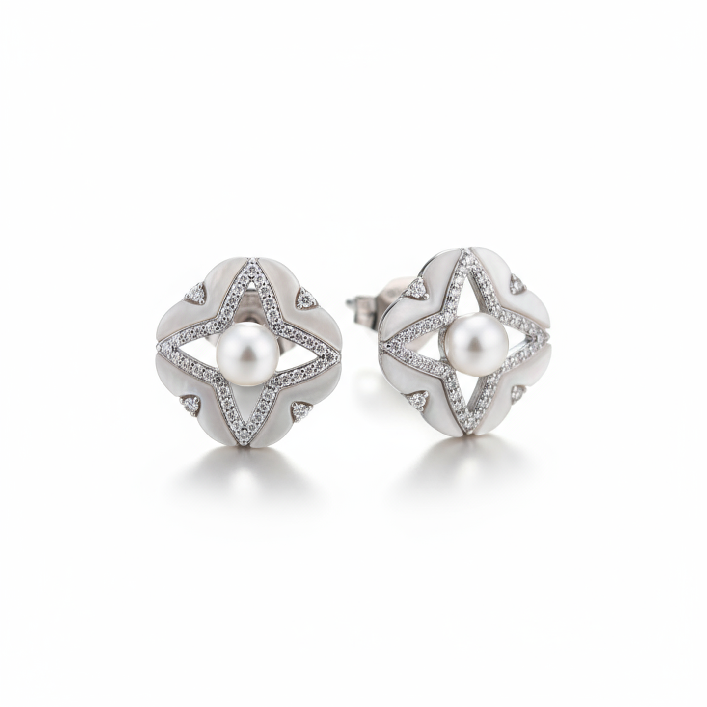 “925 sterling silver mother of pearl earrings for women”