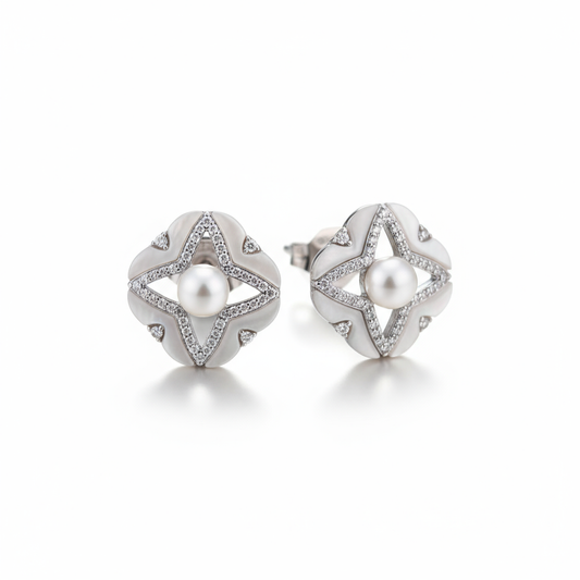 “925 sterling silver mother of pearl earrings for women”