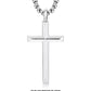 “Men’s sterling silver cross necklace flat lay photo”