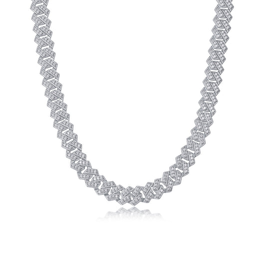 High-definition shot of the necklace laid flat and fully extended on pure white background.