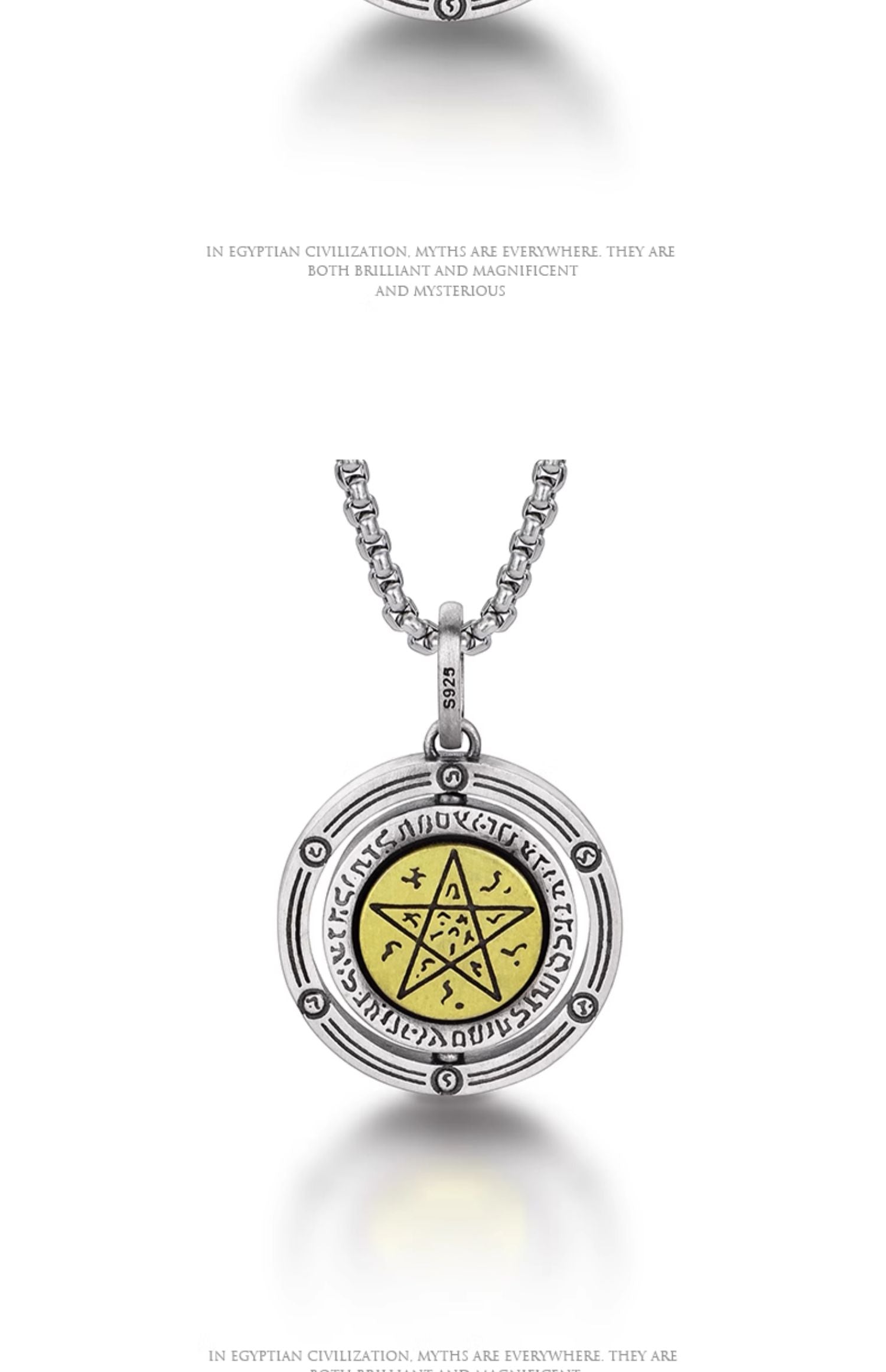 “Close-up of sterling silver Eye of Horus pendant design”