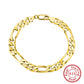 Gold chain bracelet with 'Real Sterling Silver 925' stamp on a white background