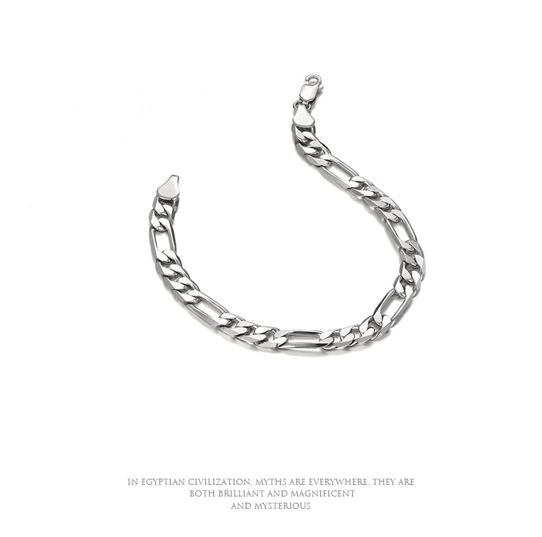 "Close-up of Figaro 925 silver bracelet showing link structure and polished finish"