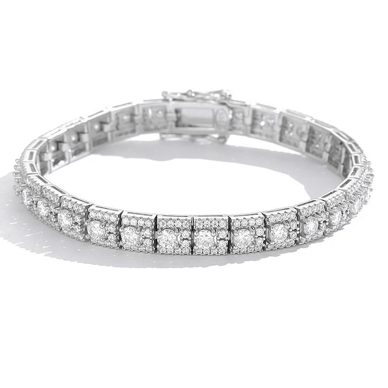 High-definition shot of the bracelet laid flat and fully extended on pure white background.