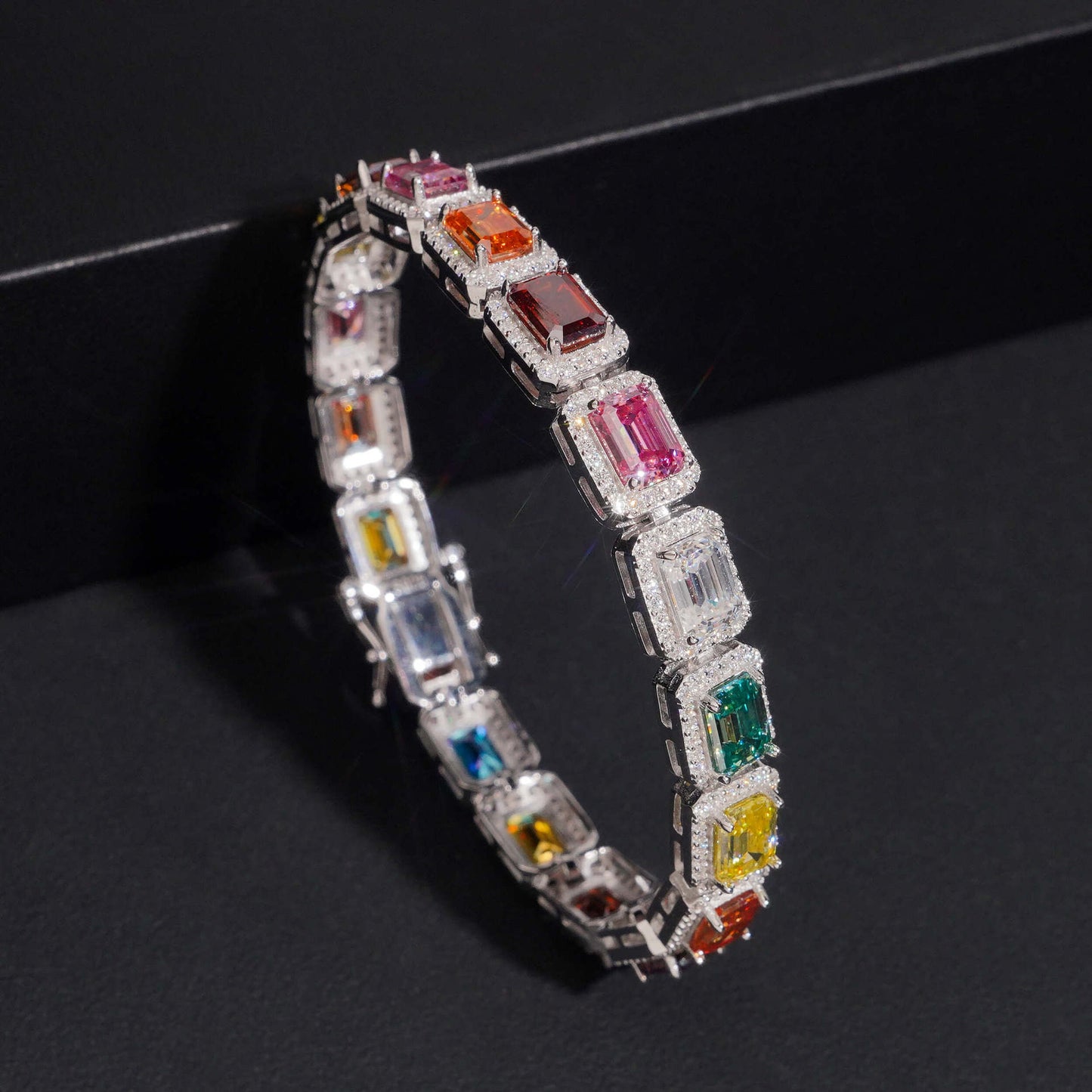 Include a second image showing the bracelet from a slight angle to reveal the color transition and sparkle.