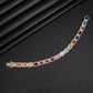 Extreme close-up of a section of the bracelet showing the individual gemstone colors and their transitions.