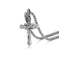 “Snake wrapped cross pendant unique men’s silver jewelry product photo”