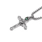 “Close-up of sterling silver serpent cross pendant with detailed craftsmanship”