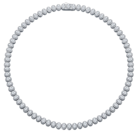 High-definition shot of the necklace laid flat and fully extended on pure white background.