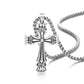 “Rugged men’s silver cross pendant product photo”