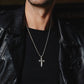 “Cross pendant styled with casual outfit for men’s fashion look”