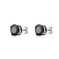 Pair of black gemstone stud earrings on a white background