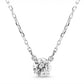 Silver necklace with a round diamond pendant on a white background