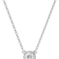 Silver necklace with a round pendant on a white background