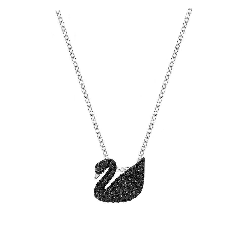Swarovski Iconic Swan pendantBlack swan pendant necklace on a white background