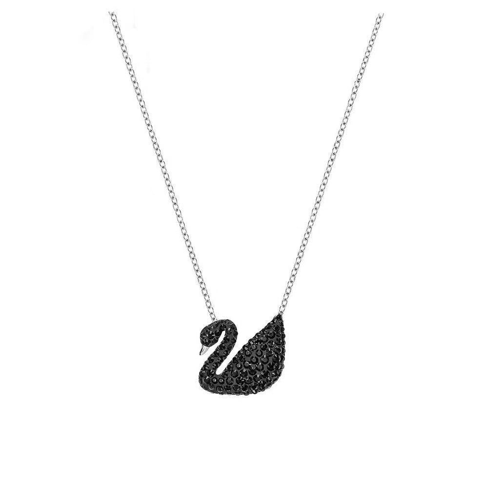 Swarovski Iconic Swan pendantBlack swan pendant necklace on a white background