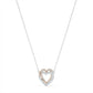 Heart-shaped necklace with rose gold and silver design on a white background