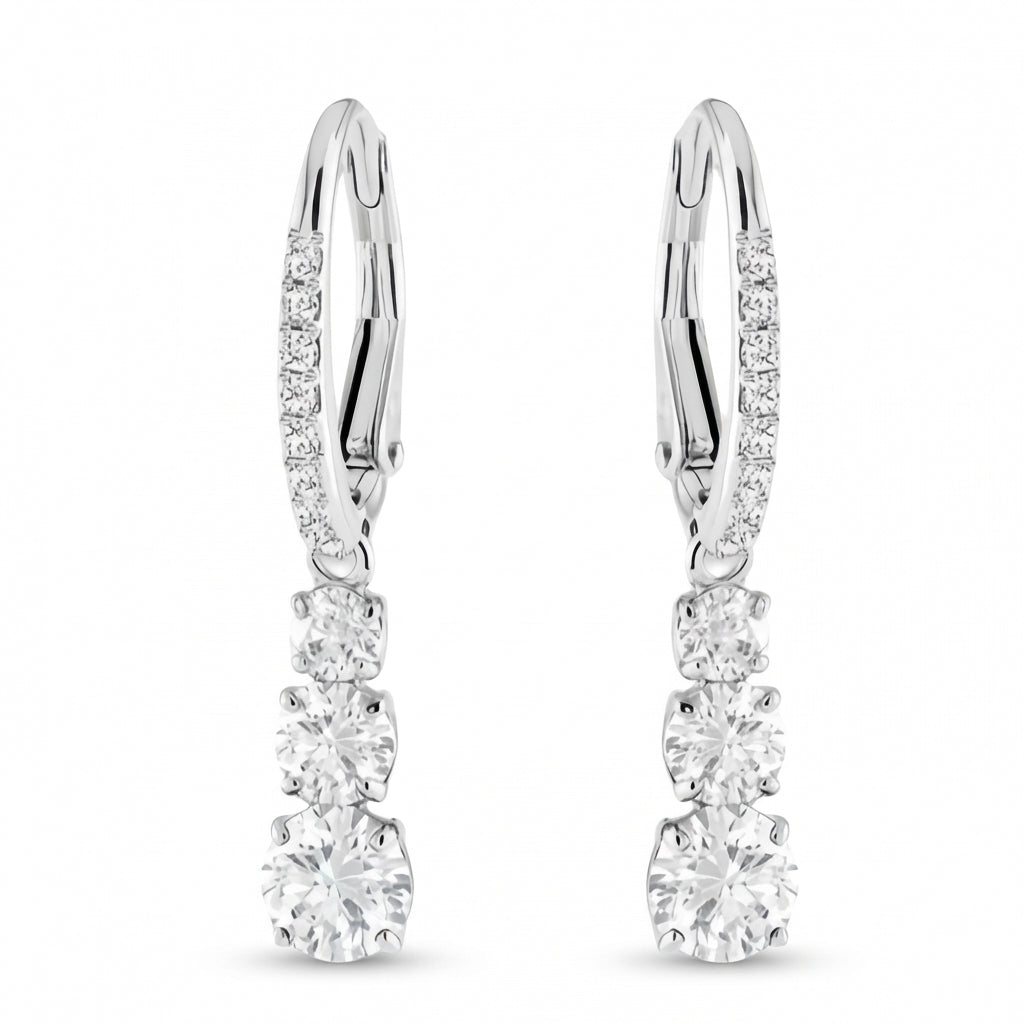 Diamond earrings on a white background