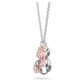 Swarovski Teddy pendant Bear, Pink, Rhodium platedSilver necklace with a pink pendant on a white background