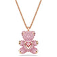 Swarovski Teddy pendant Bear, Pink, Rhodium platedPink teddy bear pendant necklace on a white background
