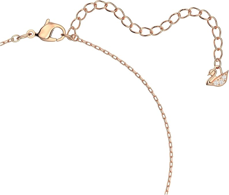 Swarovski Women's Una Crystal Jewelry Collection, Rose Gold Tone FinishRose gold bracelet with a swan charm on a white background