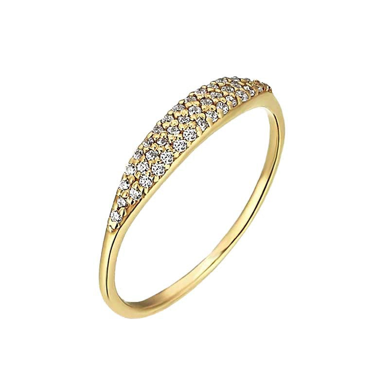 “Flat lay of S925 sterling silver full-pavé zircon ring with elegant shine”