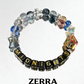 Colorful beaded bracelet with 'Midnights' and 'Zerra' branding on a white background