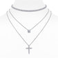 High-definition shot of both necklaces laid flat together on pure white background, arranged to show the layered effect.
