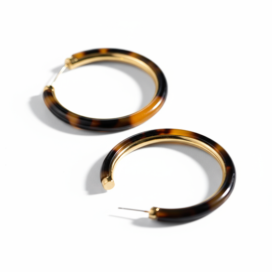 Tortoiseshell Queen Hoop Earrings – Retro Hong Kong Style Statement Jewelry