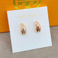 High-definition shot of the pair of earrings laid flat on pure white background, arranged symmetrically.