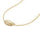 A gold teardrop pendant necklace on a delicate gold chain, shown against a plain white background.