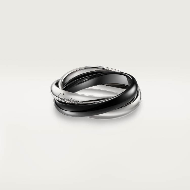 Trinity Tricolor Interlocking Rings Two interlocking rings on a light gray background
