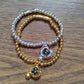 UNOde50 Beaded Stretch Bracelet with Heart and Green Crystal