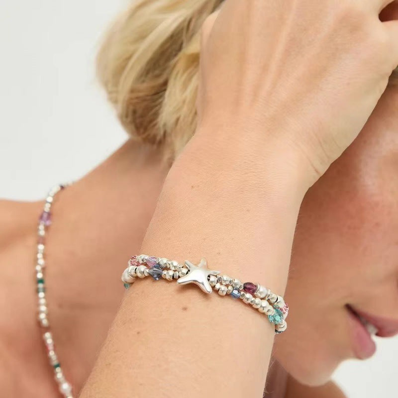 UNOde50 Elastic bracelet with crystals and starfish