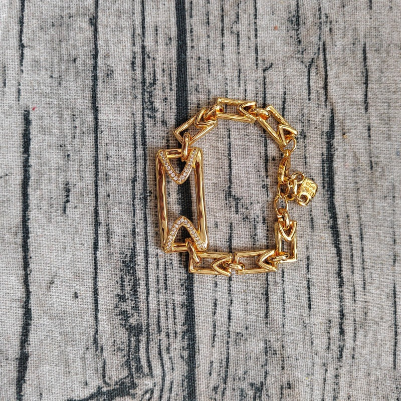 UNOde50 Impressive Topaz Sterling Silver Central Link Bracelet