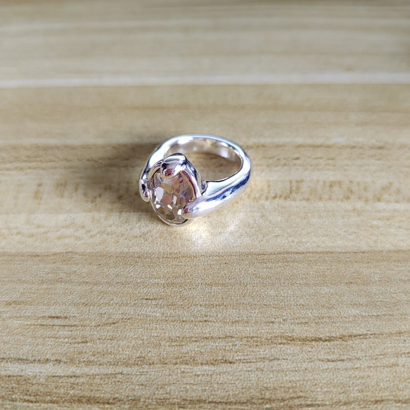 UNOde50 Oval Faceted Black Crystal Ring