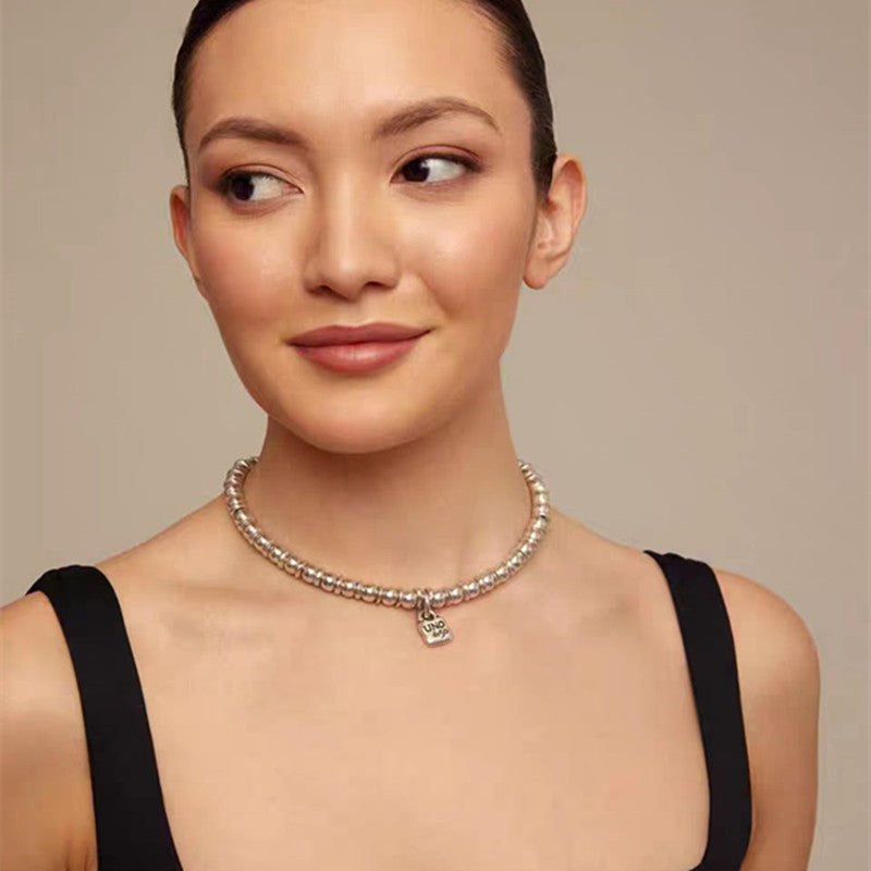 UNOde50 Short Beaded Necklace with Padlock