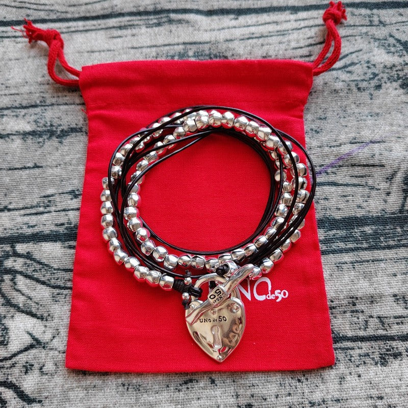 UNOde50 The Secret Leather & Silver Padlock Necklace