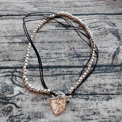 UNOde50 The Secret Leather & Silver Padlock Necklace