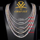 Chao Yue diamond necklace with size measurements on a black background